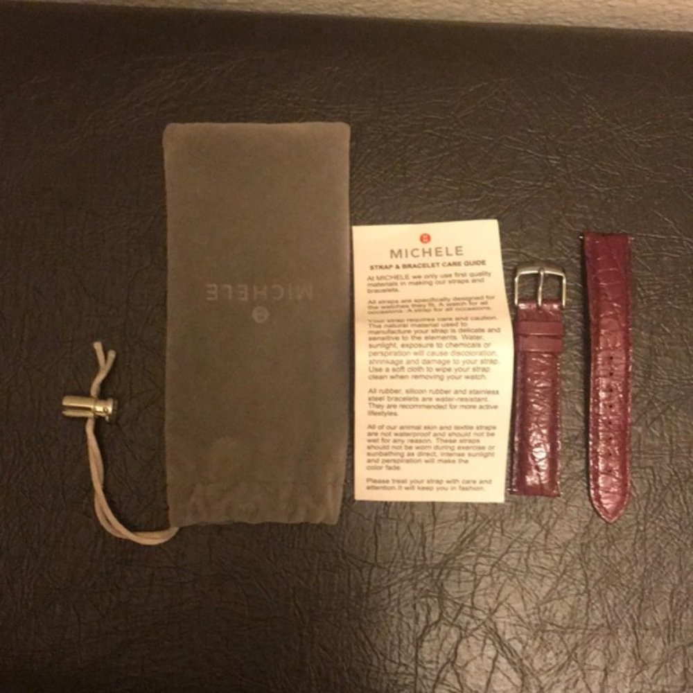 Michele Watch 18 Mm Strap Burgundy